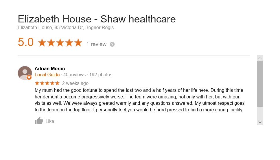 googleReview elizabeth house