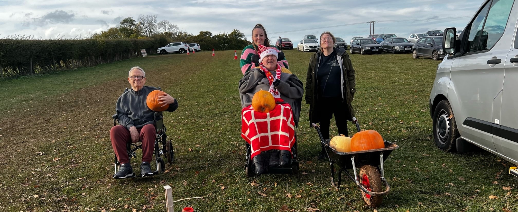 residents at Pumpkin Pete's with the pumpkins they have picked