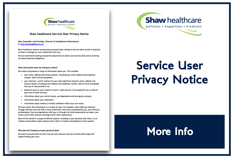 Shaw Service User Privacy Notice